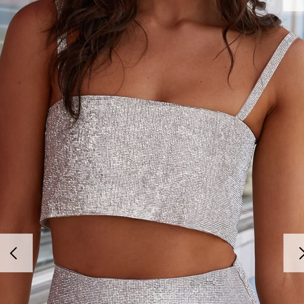 Silver rhinestone crop top